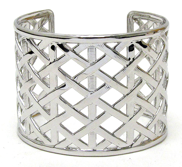 Metal woven filigree cuff bangle bracelet