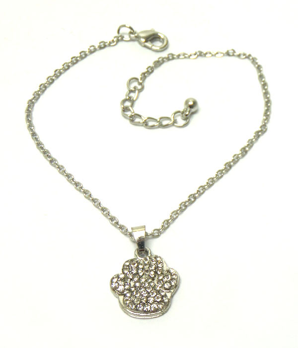 Crystal paw charm anklet