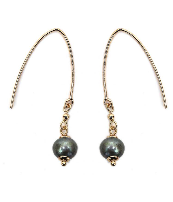 Genuine fresh water pearl drop wire earring