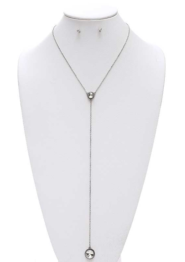 Glass drop long y necklace set