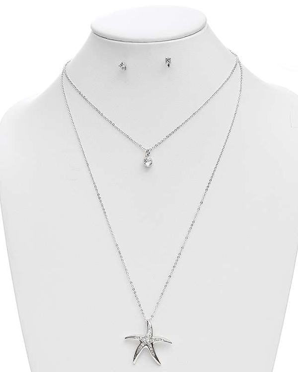 Starfish double layer necklace set