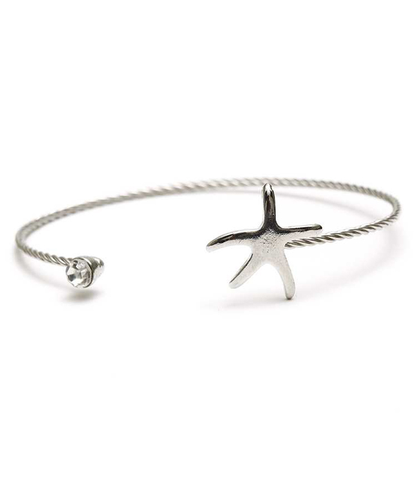 Simple starfish wire bangle bracelet