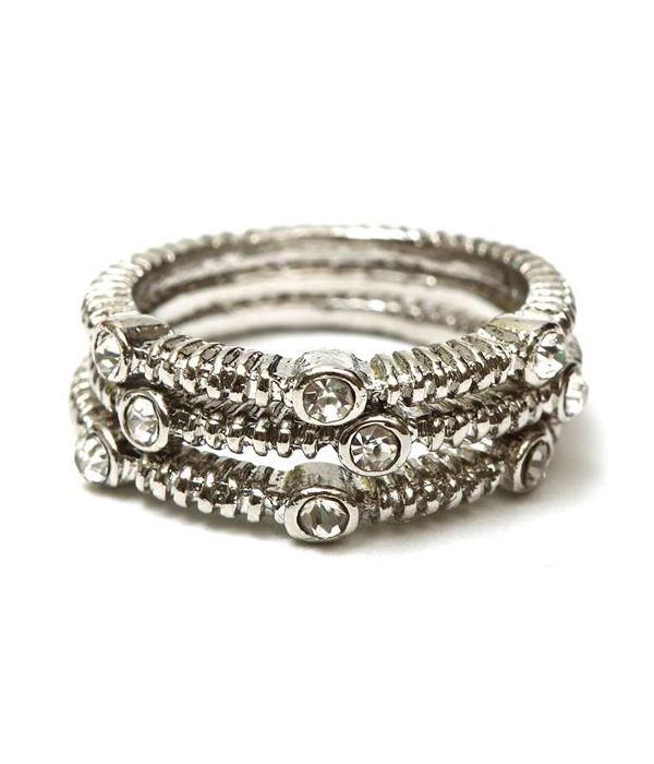 Crystal stackable multi ring combo set of 3