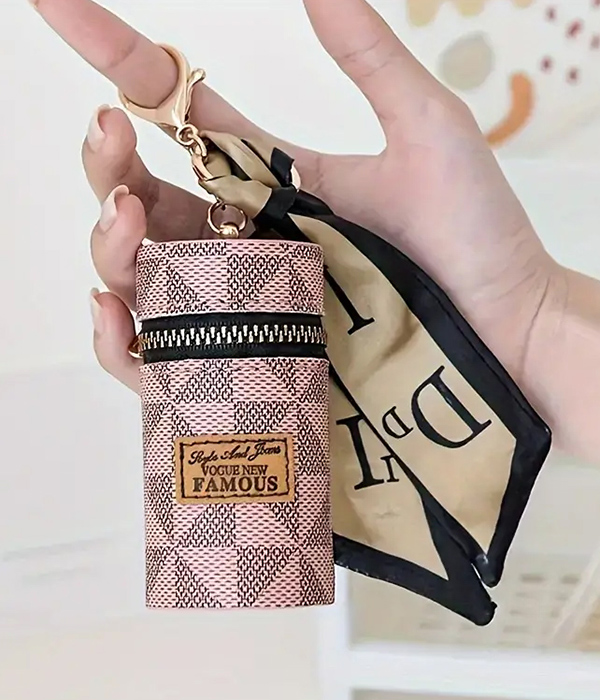 Designer inspired coin purse or lipstick holder keychain