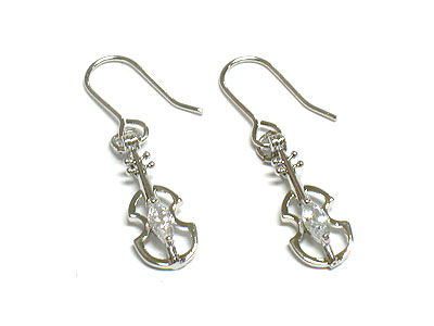 Made in korea whitegold plating cuttie crystal violin earring