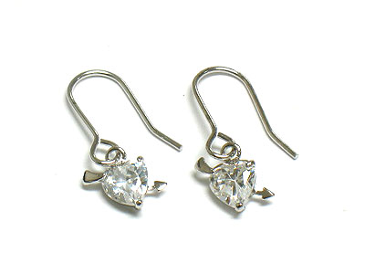 Made in korea whitegold plating cubic heart earring - cupid