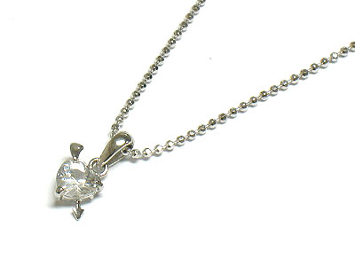 Made in korea whitegold plating cubic heart necklace - cupid