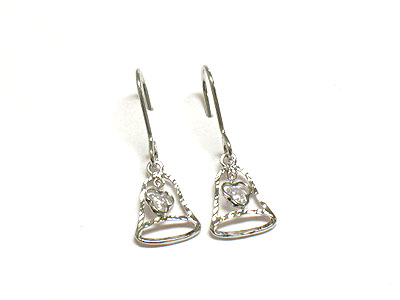 Made in korea whitegold plating cubic flower deco bell earring