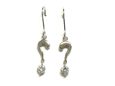 Made in korea whitegold plating cubic question mark drop  earring