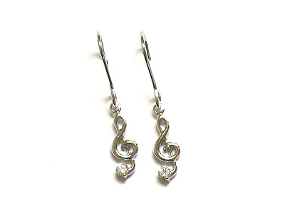 Made in korea whitegold plating cubic music note drop  earring