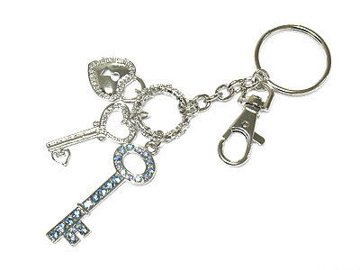 Crystal key and lock key holder charm