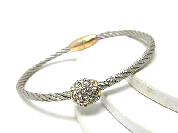 Crystal oval wire cable magnetic bangle bracelet