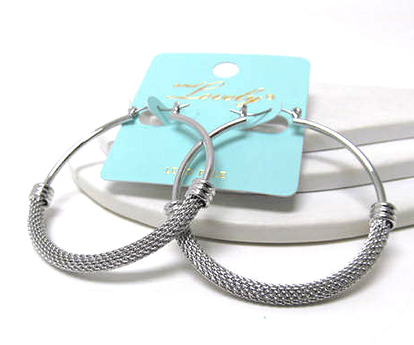 Round metal and half tub hoop earring  - hoops