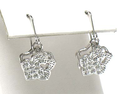 Whitegold palting crystal stud flower drop earring