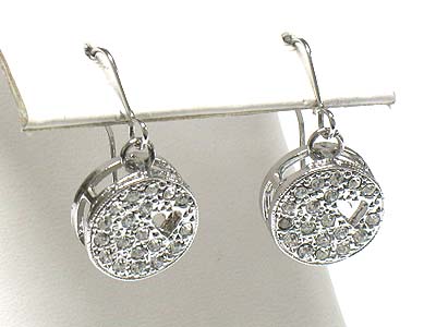 Whitegold palting crystal stud round drop earring