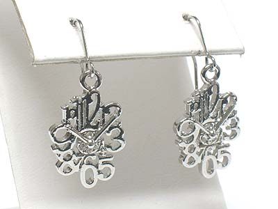 Whitegold palting crystal stud wall clock drop earring