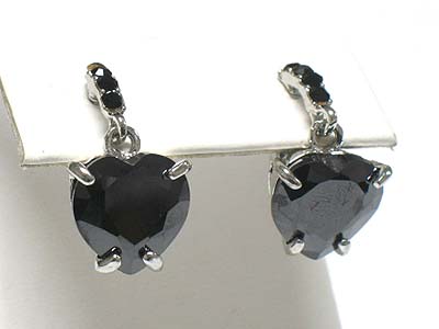 Cubic zirconia heart drop earring