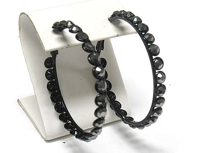 Crystal stud hoop earring - hoops