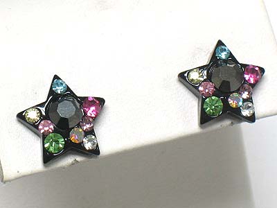 Crystal bubble enamel metal star earring