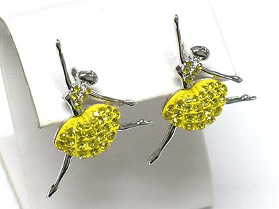 Crystal stud enamel metal ballerina earring