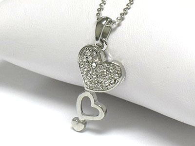 Crystal triple heart drop pendant necklace