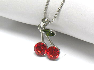 Crystal cherry pendant necklace