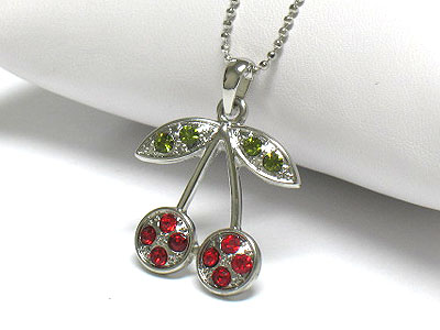 Crystal cherry pendant necklace