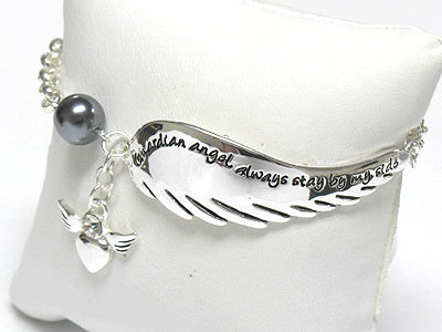 Guardian angel theme angel wing link bracelet