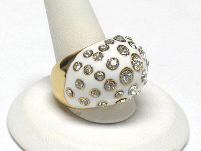 Crystal bubble enamel metal puff ring