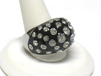 Crystal bubble enamel metal puff ring