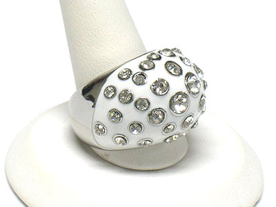 Crystal bubble enamel metal puff ring