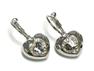 Enamel and crystal heart deco heart earring