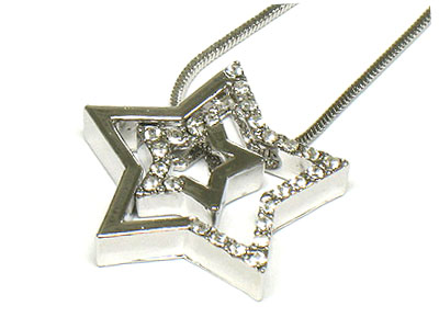 Crystal simple style dual star pendant necklace