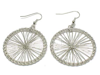 Metal wired round disk earring