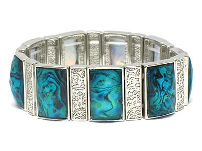 Facet cut acrylic stone and casting metal double stretch bracelet 