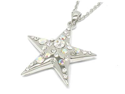 Crystal solid star pendant necklace