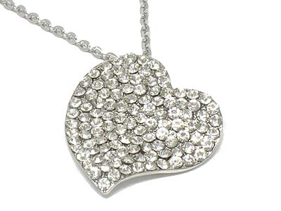 Crystal bend heart pendant necklace 