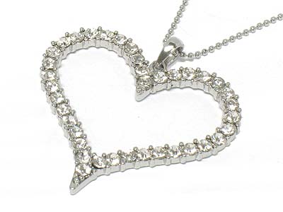 Crystal side deco pendant necklace