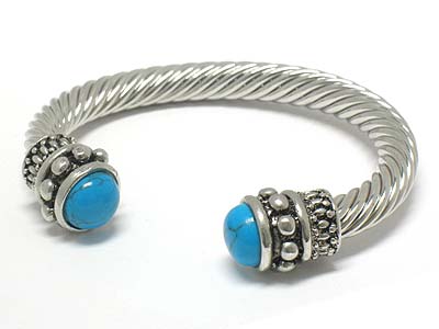 Braided cable cuff bangle - genuine stone edge