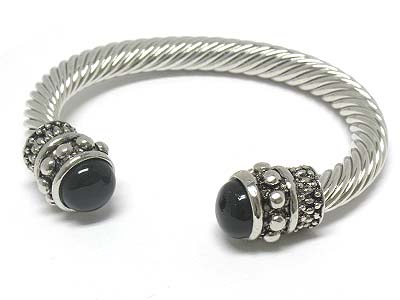 Braided cable cuff bangle - genuine stone edge