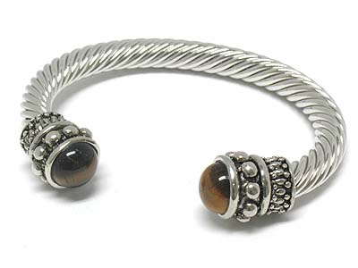 Braided cable cuff bangle - genuine stone edge