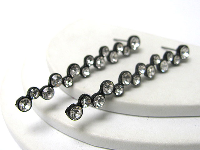 Crystal line long drop earring