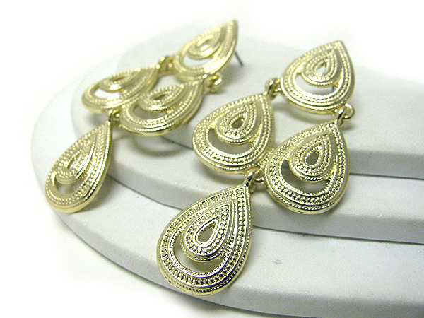 Tear drop shape metal link earring