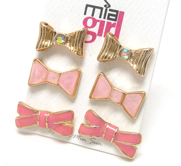 Multi ribbon earring set of 3