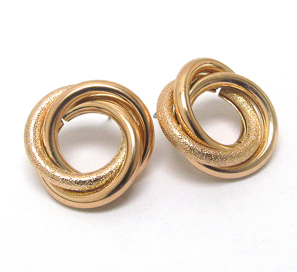 Sand paper metal hoop mix link earring - hoops