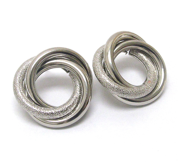 Sand paper metal hoop mix link earring - hoops