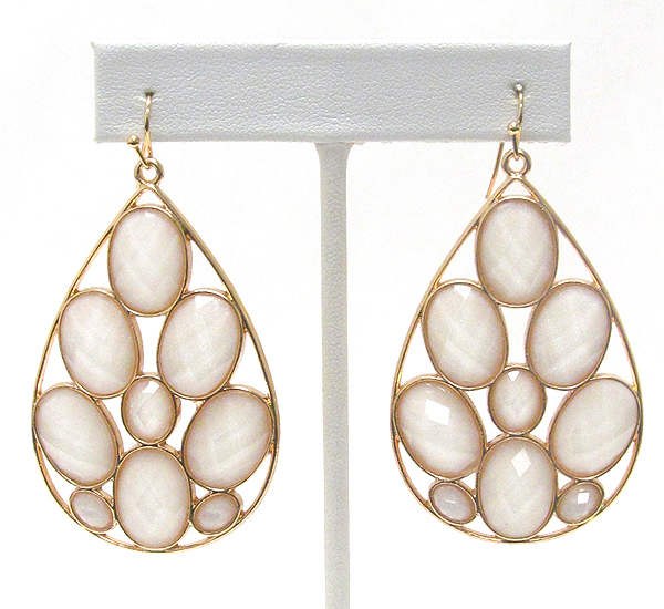 Multi facet acrylic oval stone deco tear drop earring