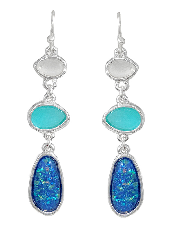 Sealife theme seaglass dangle drop earring