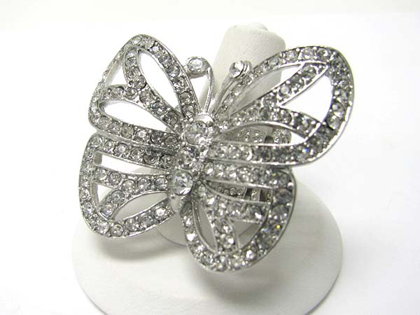 Crystal stud buttefly stretch ring