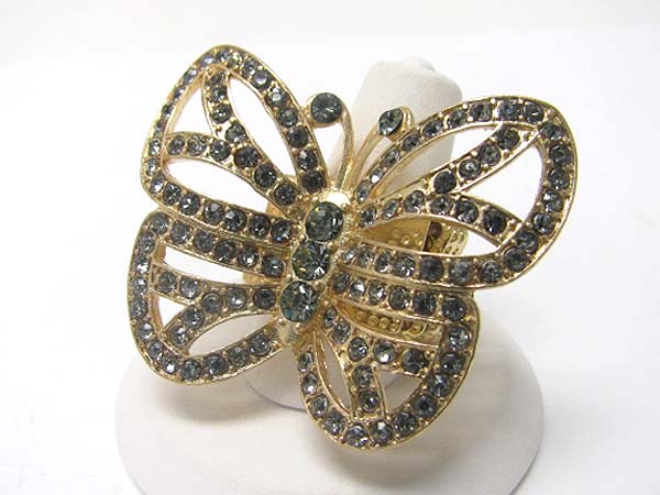 Crystal stud buttefly stretch ring